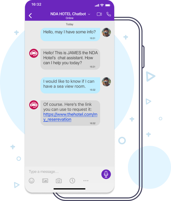 A diplay of how WayMore’s Chatbot AI replies automatically to your website customer inquiries right on time.